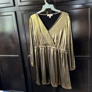 Micheal Kors Shiny gold knee length dress.